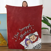 Paar Chibi Unsere Kuscheldecke – Geschenk für Paare, Jahrestag, Geburtstagsgeschenk – personalisierte individuelle Fleecedecke